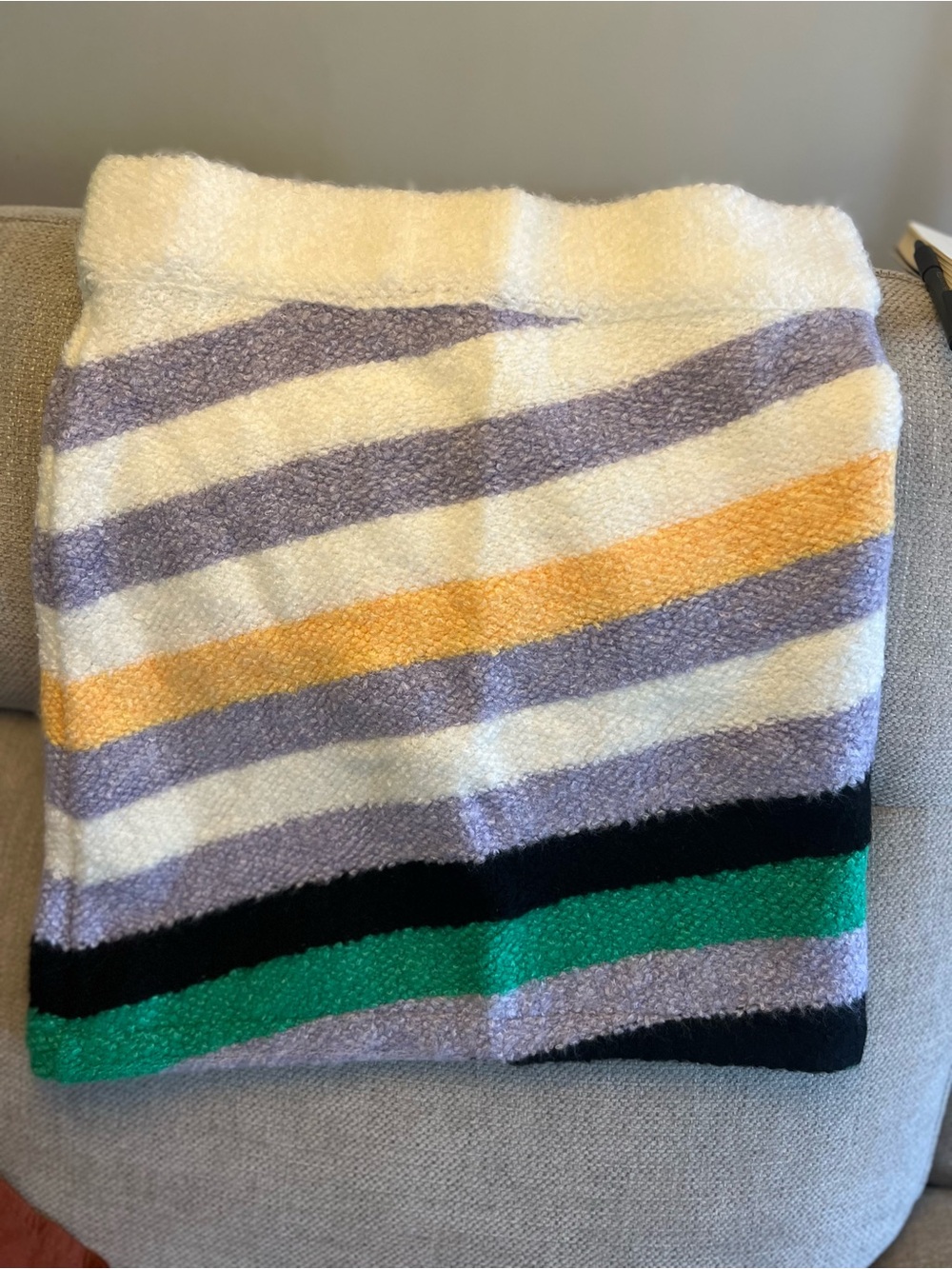 Anthropologie Cream Sweater with Lilac and Pale Yellow Stripes - Picture 2 of 5